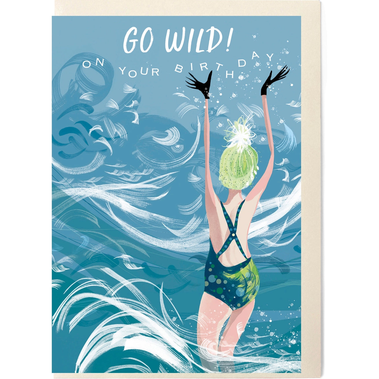 Swim Wild and Free In the Surf Happy Birthday Card