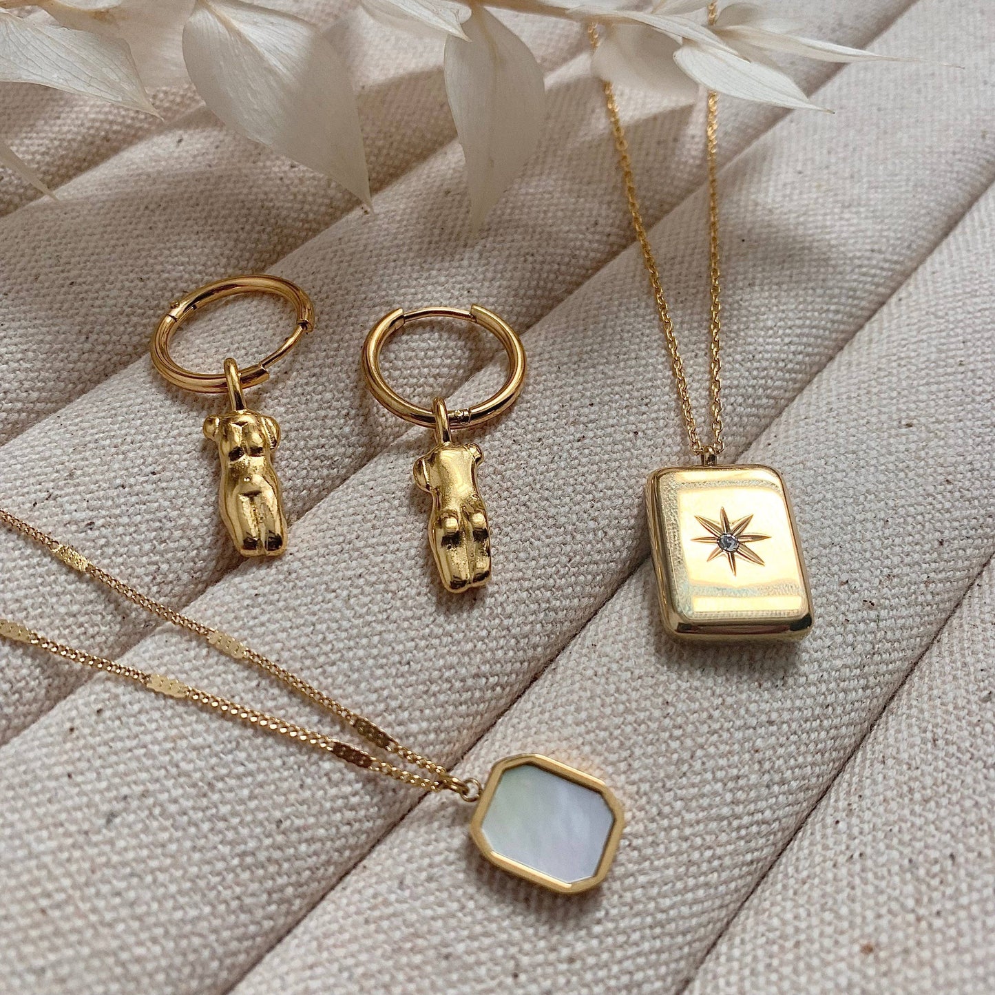 Close up of Vintage Inspired Gold Star Pendant