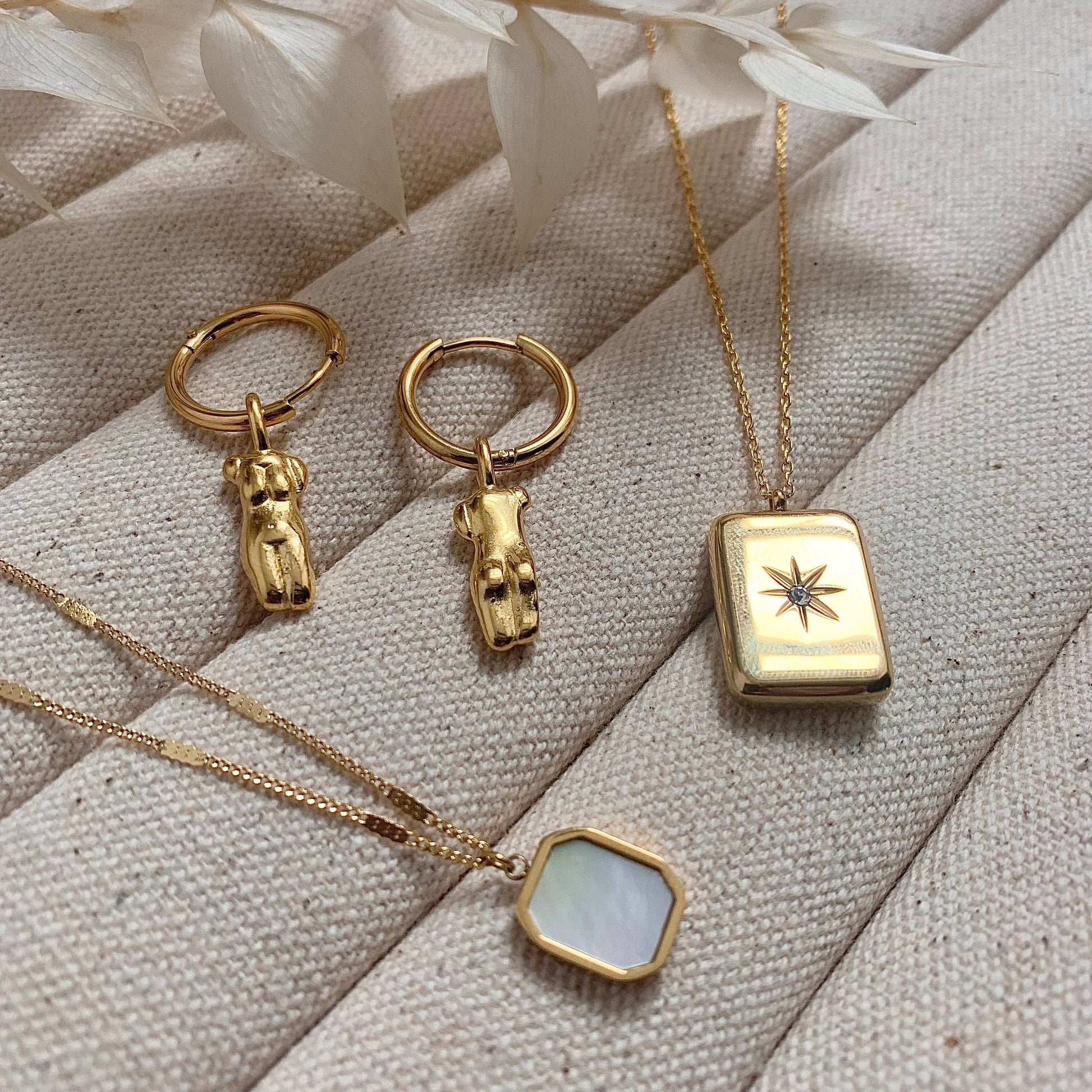 Close up of Vintage Inspired Gold Star Pendant