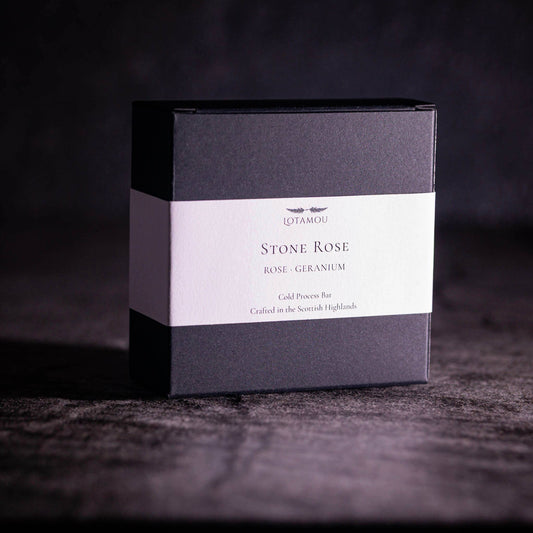 Handcrafted cold-processed rose and geranium soap bar