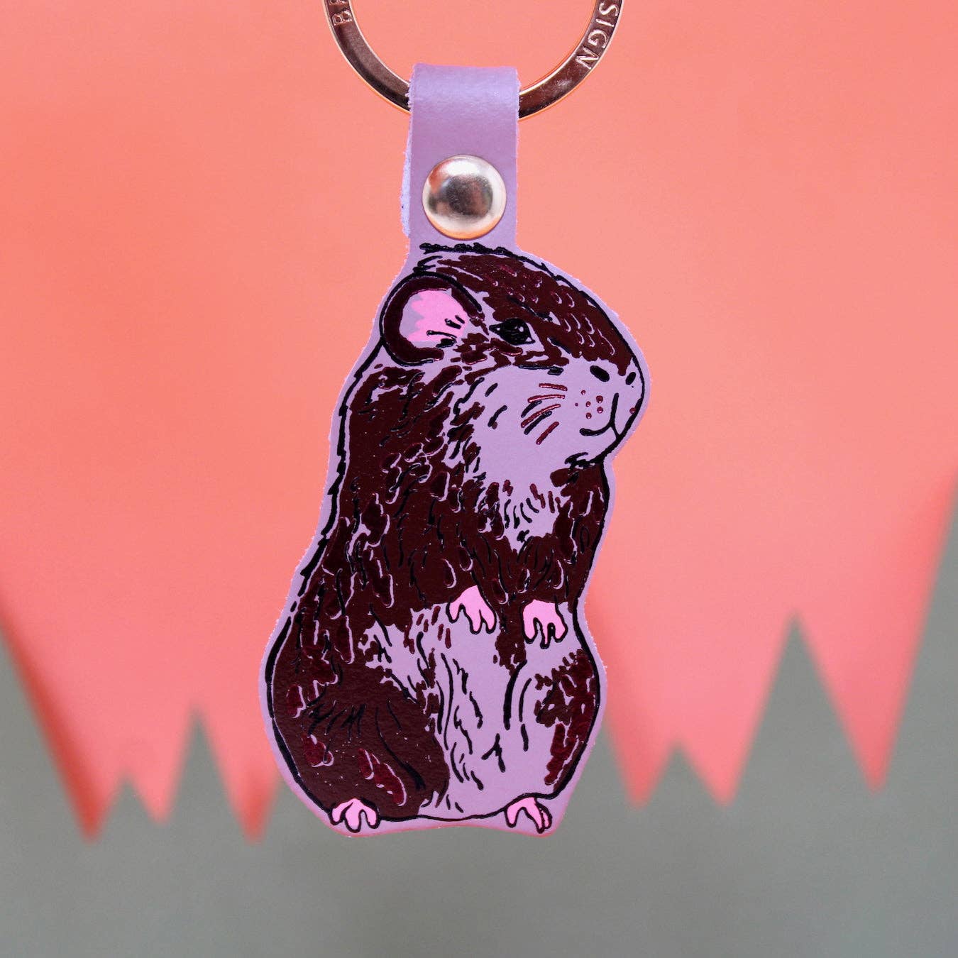 Stylish Guinea Pig Keyring by Ark Colour Design, perfect for keys or bag