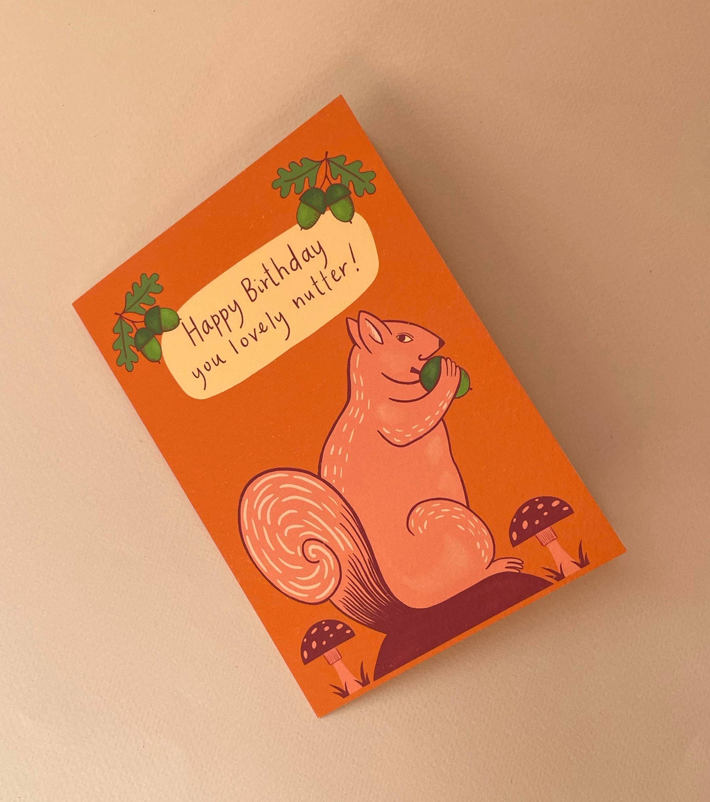 Eco-friendly compostable packaging for squirrel birthday card