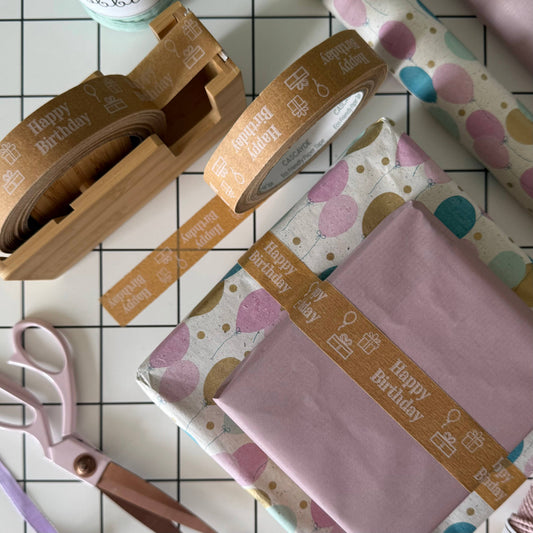 Sustainably sourced kraft paper tape for gift wrapping