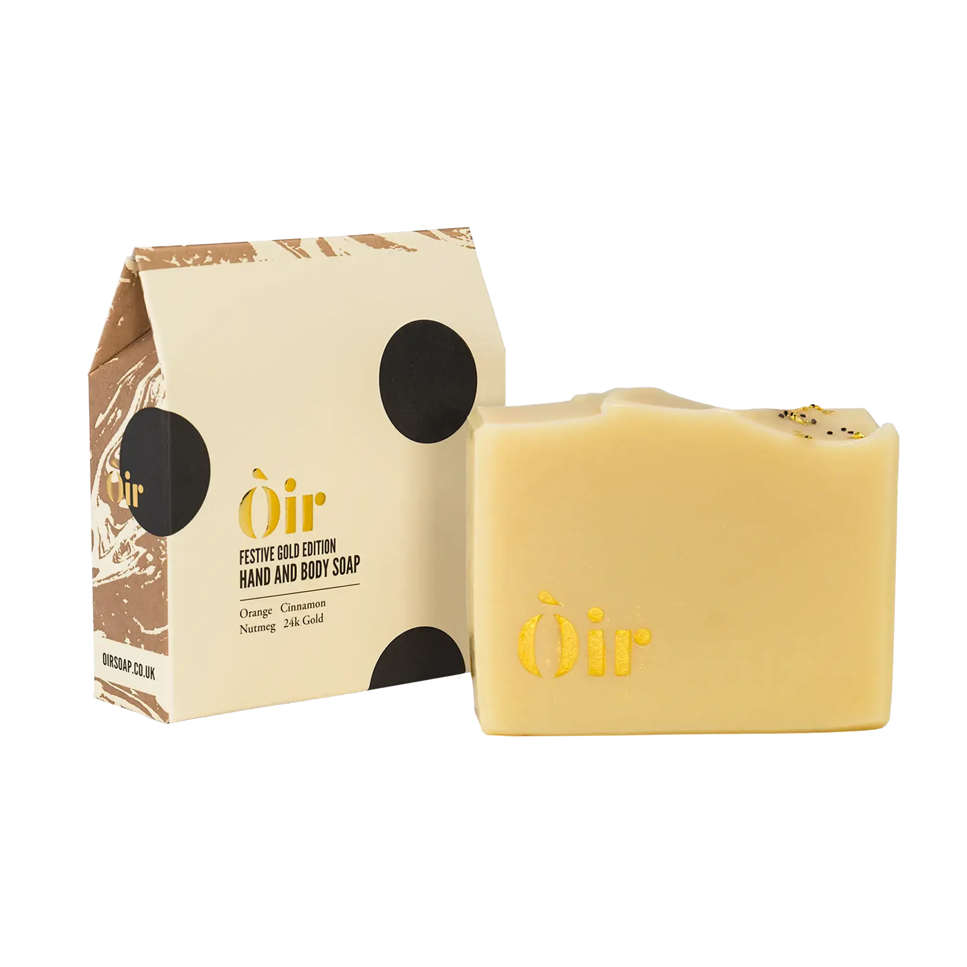 Oir Christmas Soap, Orange Cinnamon Nutmeg, 24k Gold Flakes, Poppy Seeds, Vegan, UK Handmade