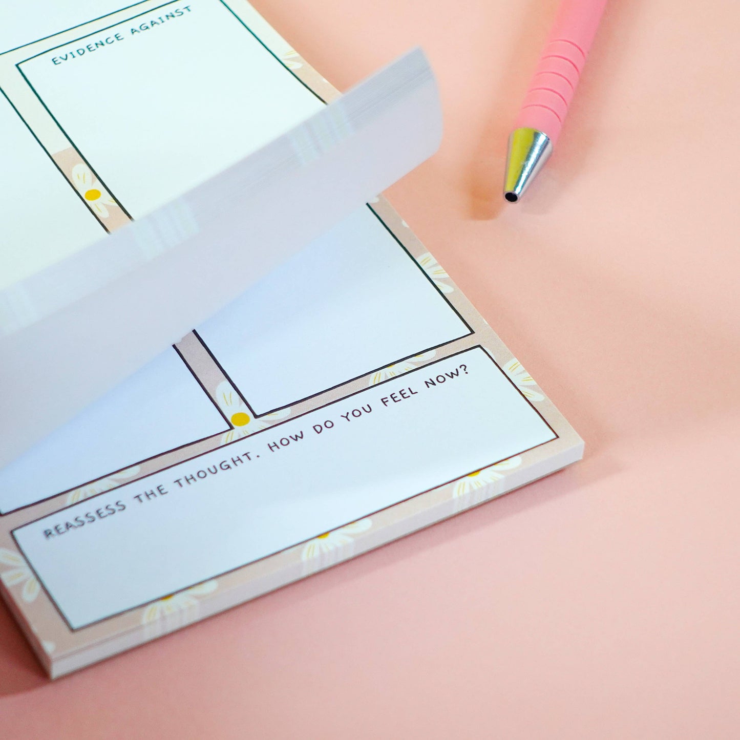 Challenge negative thoughts! Guided notepad with sections for thoughts & evidence. 50 sheets, DL size, smooth 120gsm paper. Mindful, uplifting stationery.