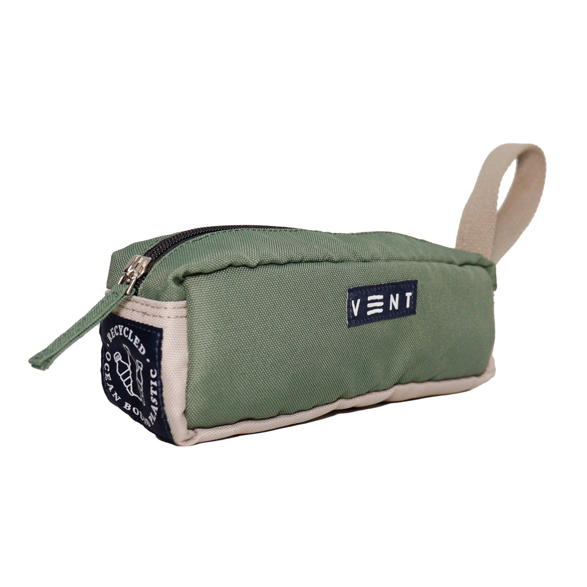 Interior lining of sage green ocean plastic pencil case
