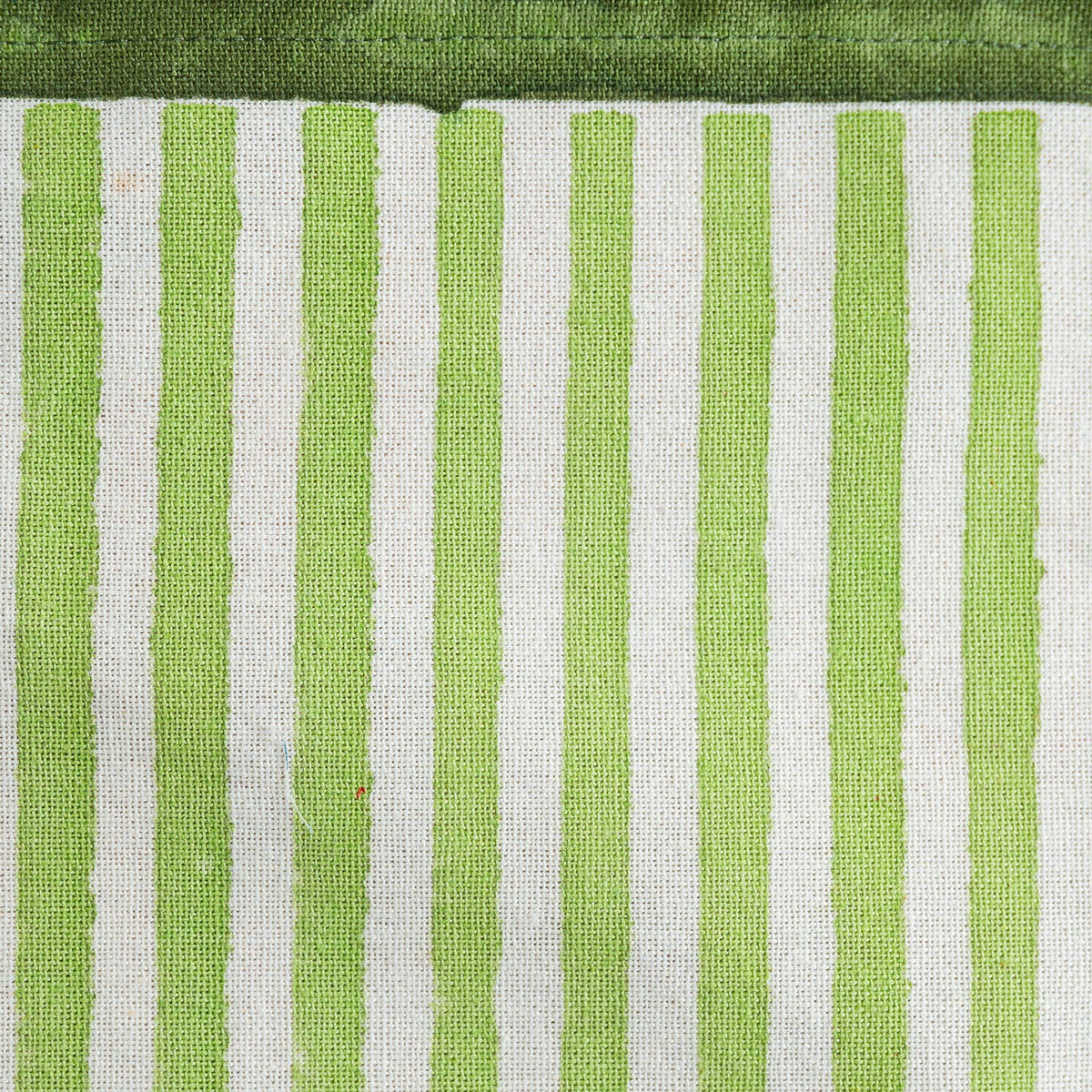 Green stripe cotton kitchen towel details