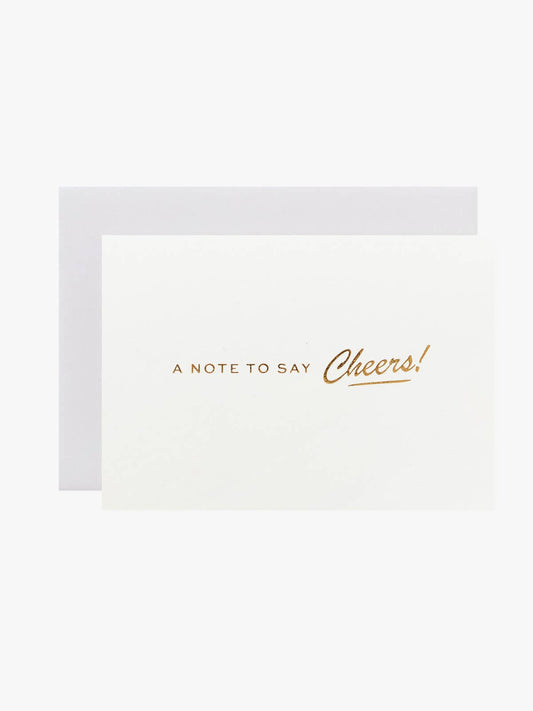 Eco-friendly A7 thank you card with gold foil 'Cheers!' message, made from recycled coffee cup fibre.
