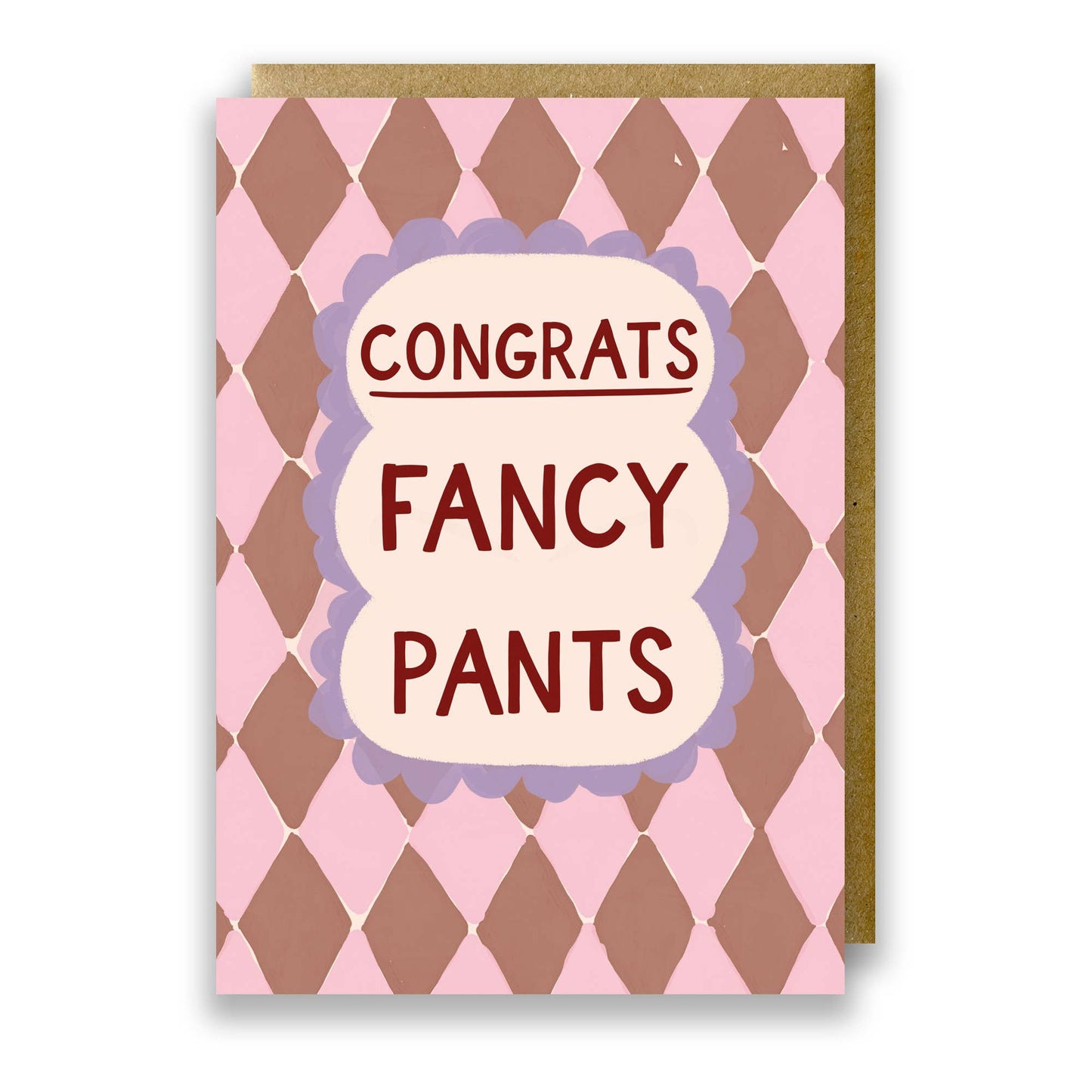 Congrats Fancy Pants recycled congratulations card with diamond print and kraft envelope
