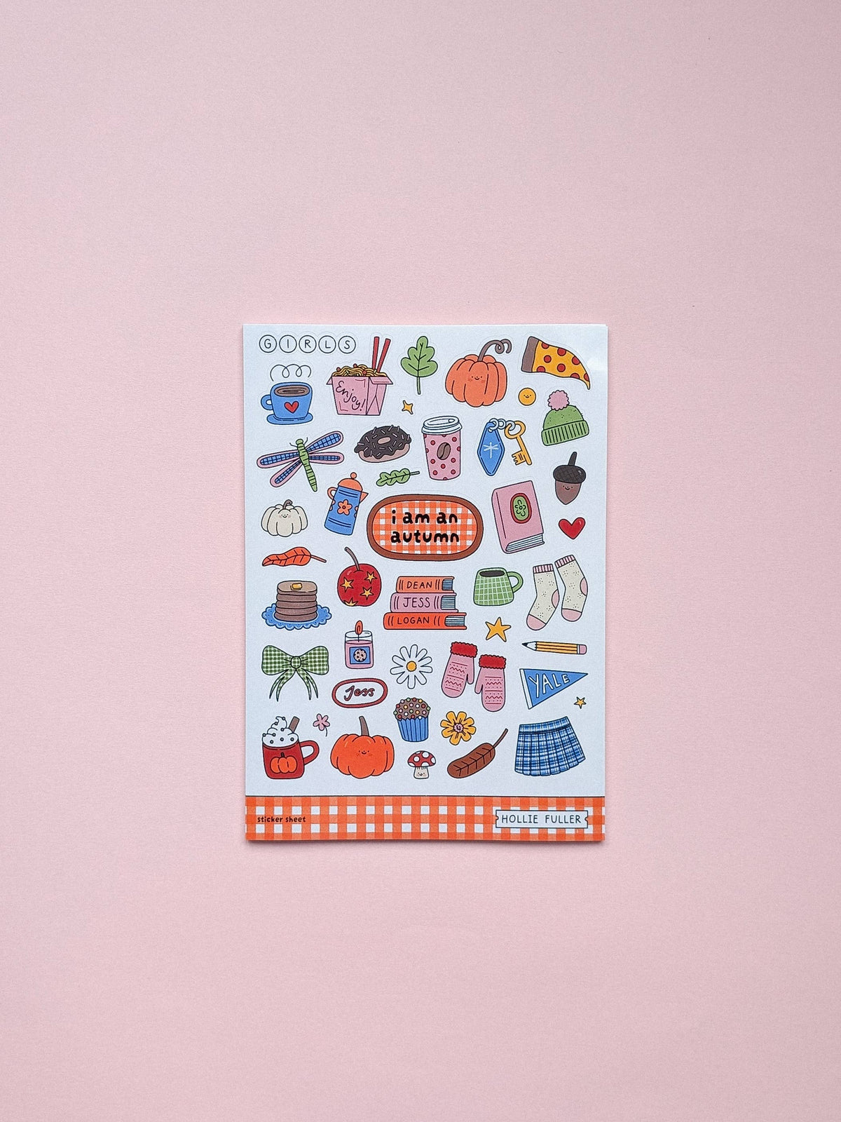 A5 autumn themed sticker sheet by Hollie Fuller
