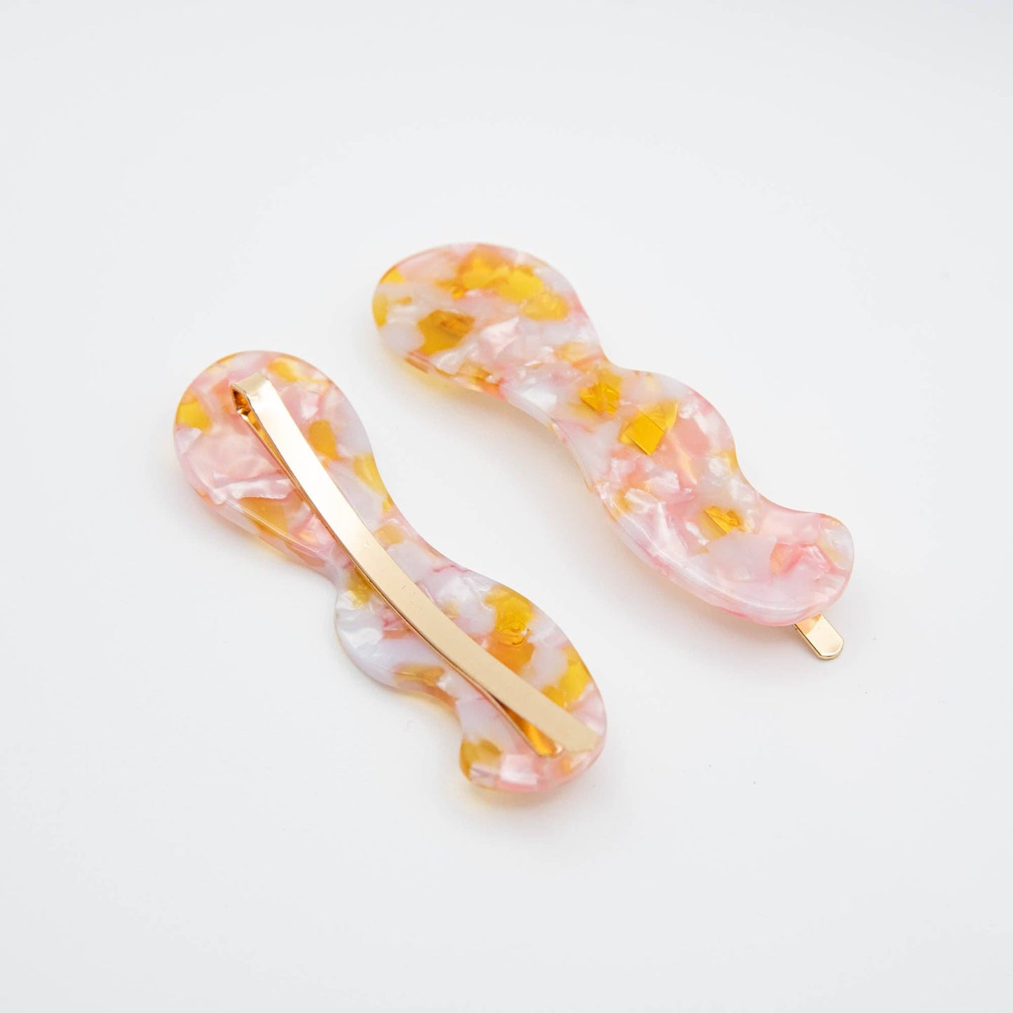 Pink and orange hair clips