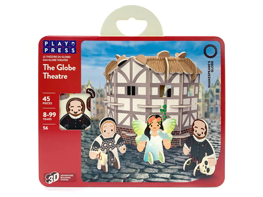 Play Press Globe Theatre Playset, official Globe Theatre partnership, sustainably certified playboard, 45 pieces, ages 8+.