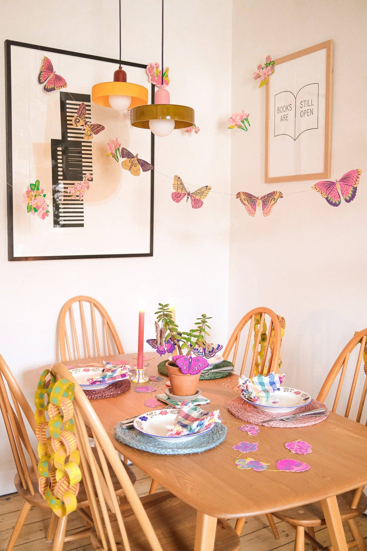Sustainable home decor butterfly bunting lifestyle shot