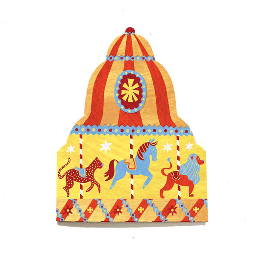 Mortlake Papers Carousel Shaped Greeting Card, vintage fairground design, sustainably sourced paper