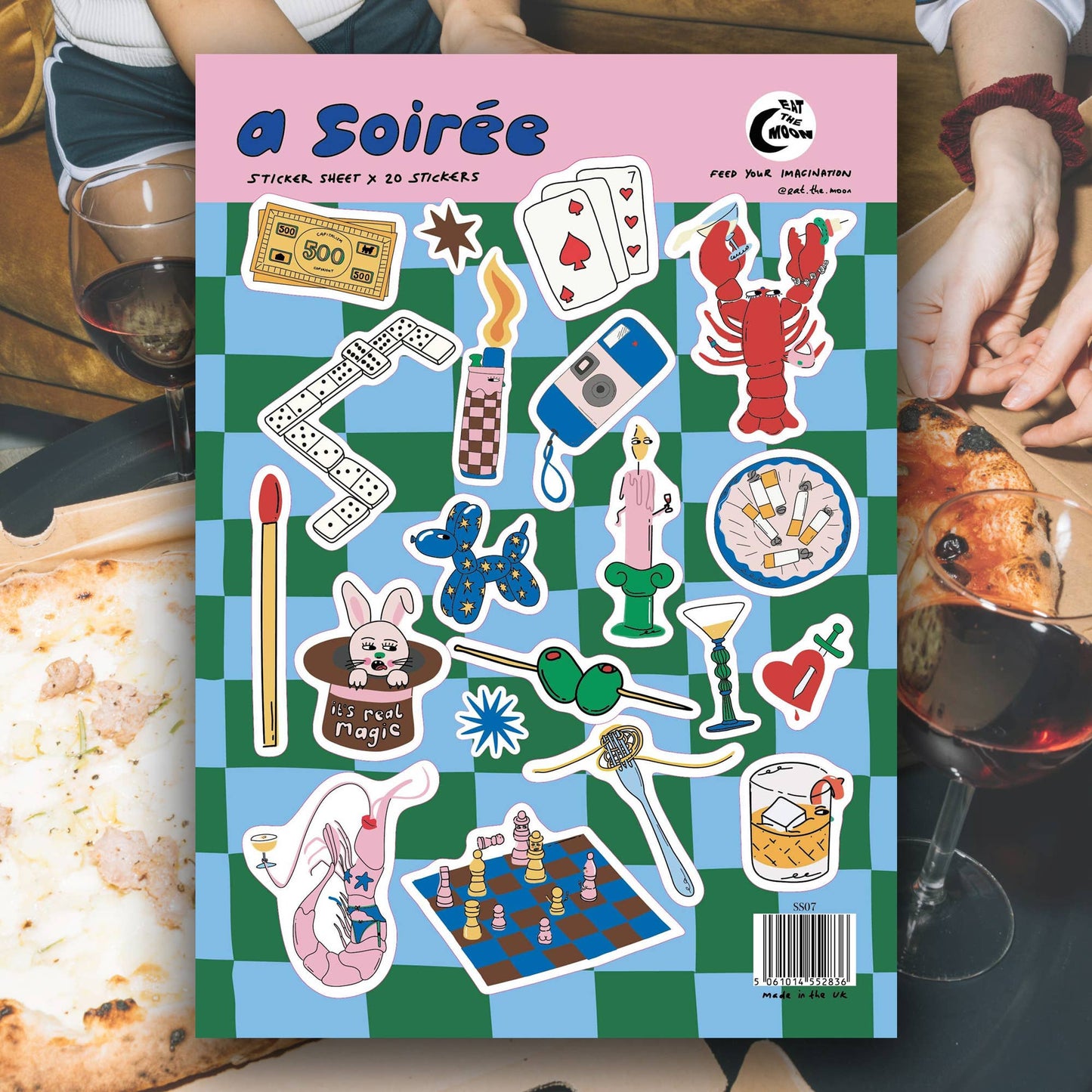 A5 sticker sheet; soiree party design, journal stickers