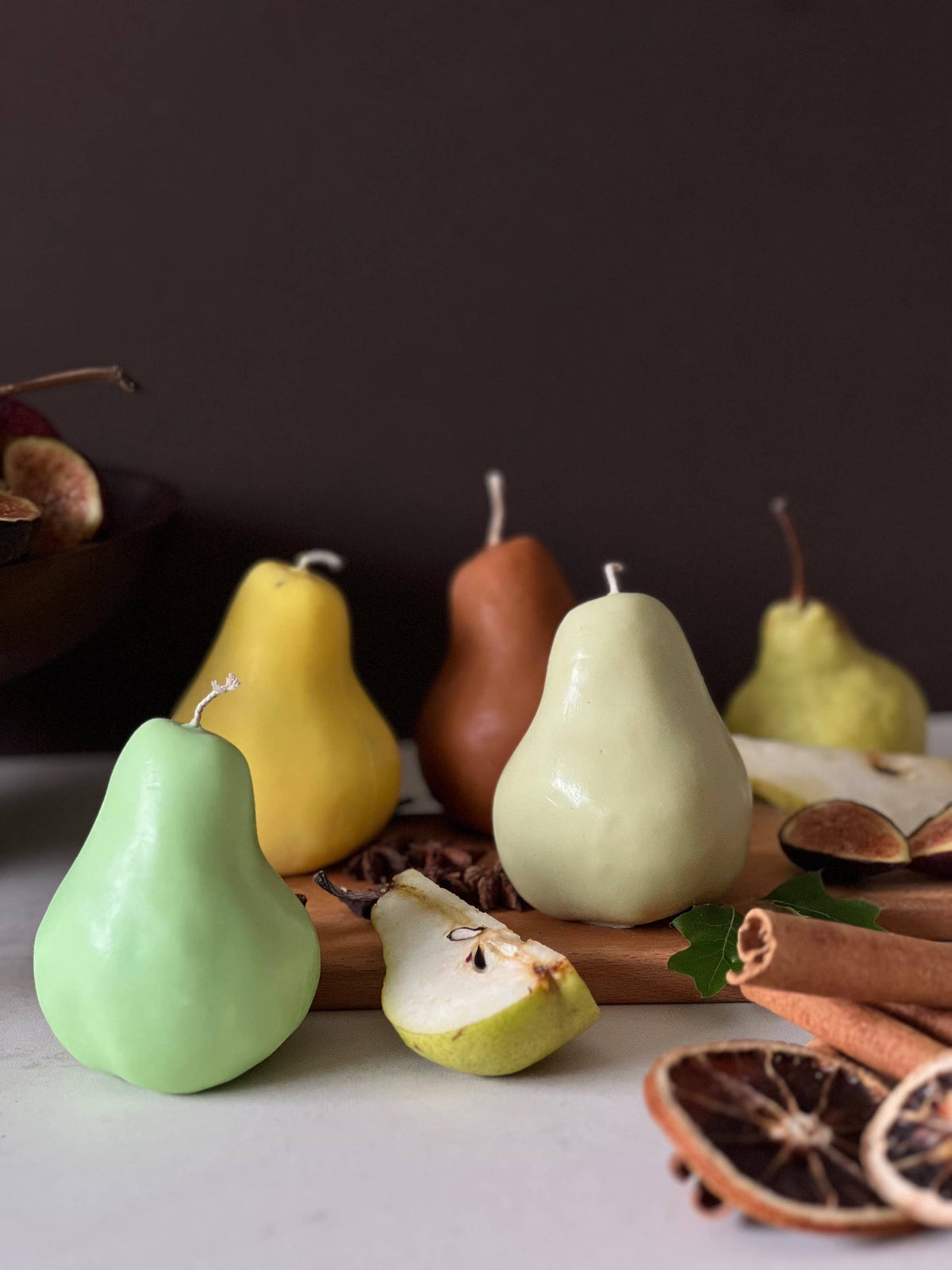 Pear-shaped candle for autumn home decor