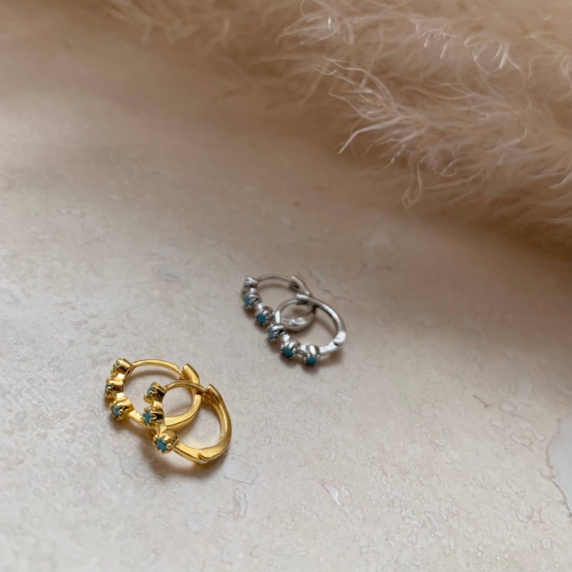 Mini Turquoise Hoops lifestyle shot