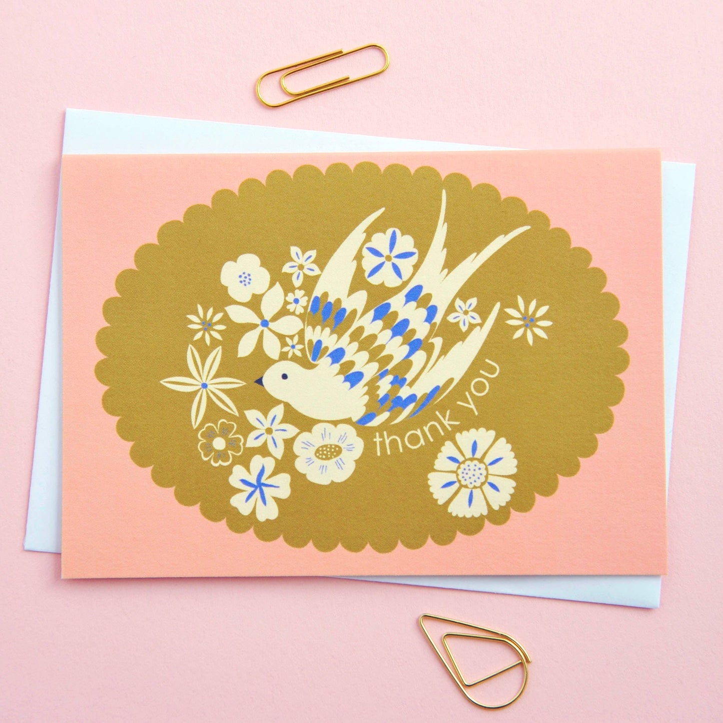 Birds & Borders Thank You Notecard Set, sustainable UK printed stationery