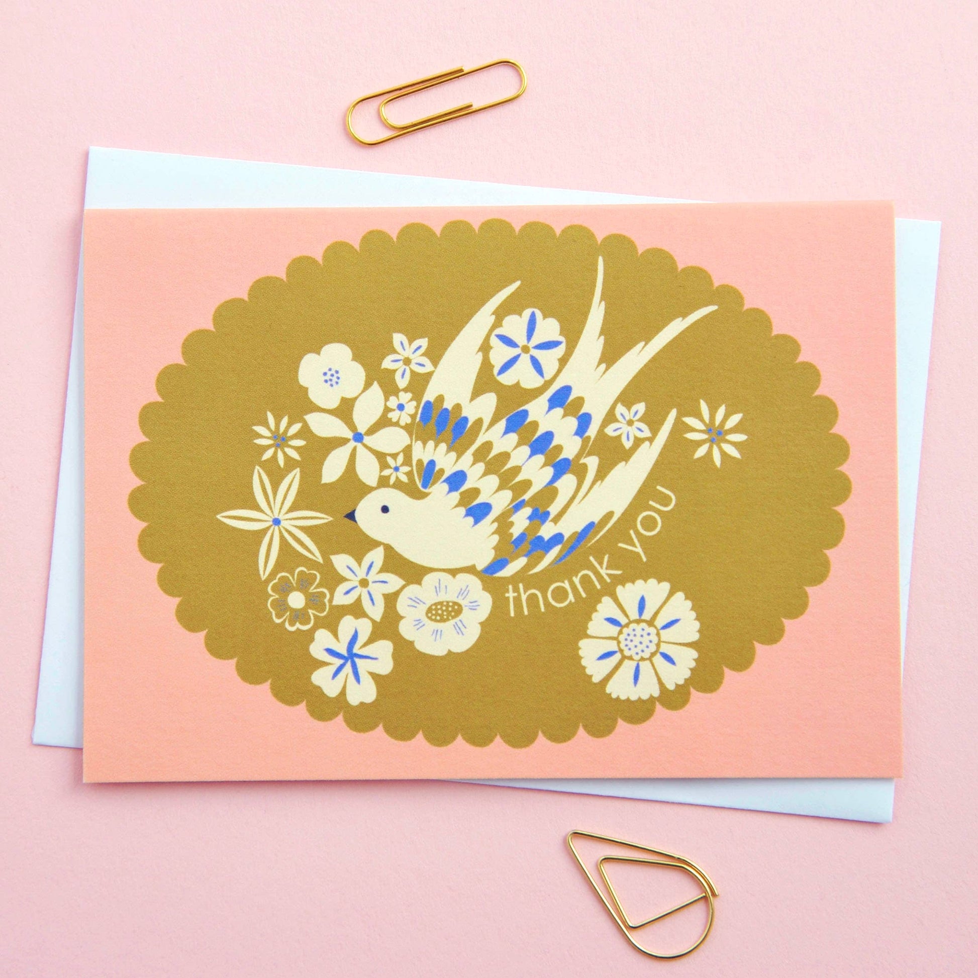 Birds & Borders Thank You Notecard Set, sustainable UK printed stationery