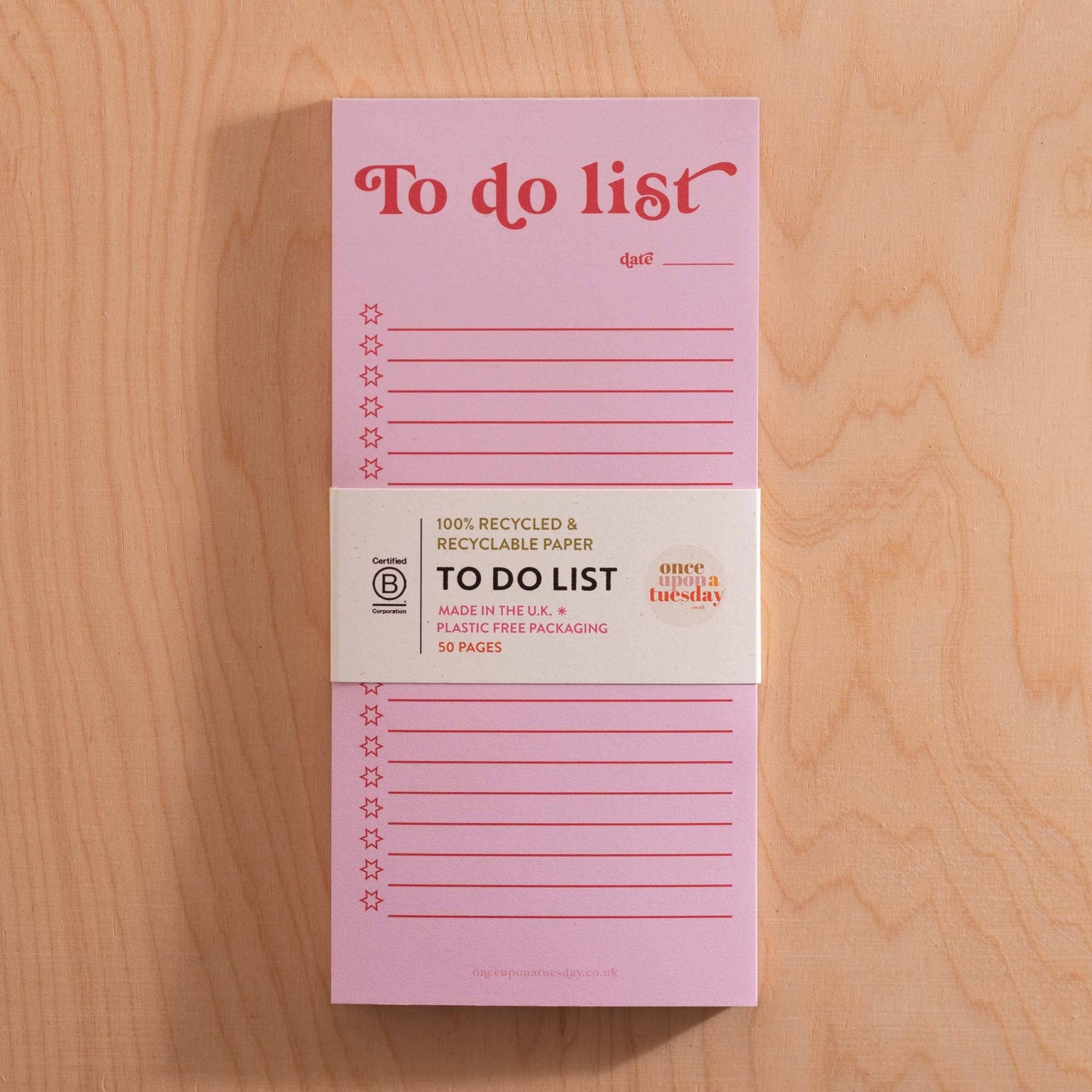Tear-off pages of the pink to-do list