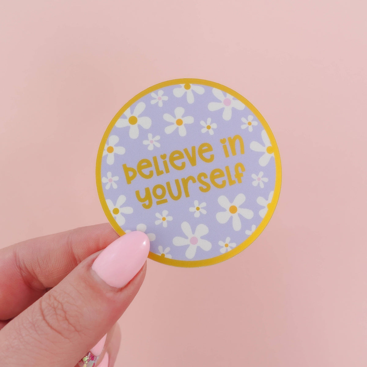 Believe in Yourself sticker decorating a personal journal