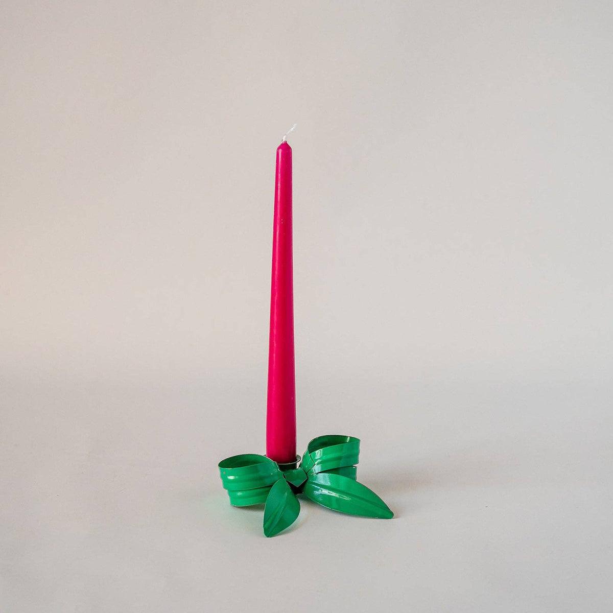Saffron yellow Ribbon Bow Candlestick Holder details