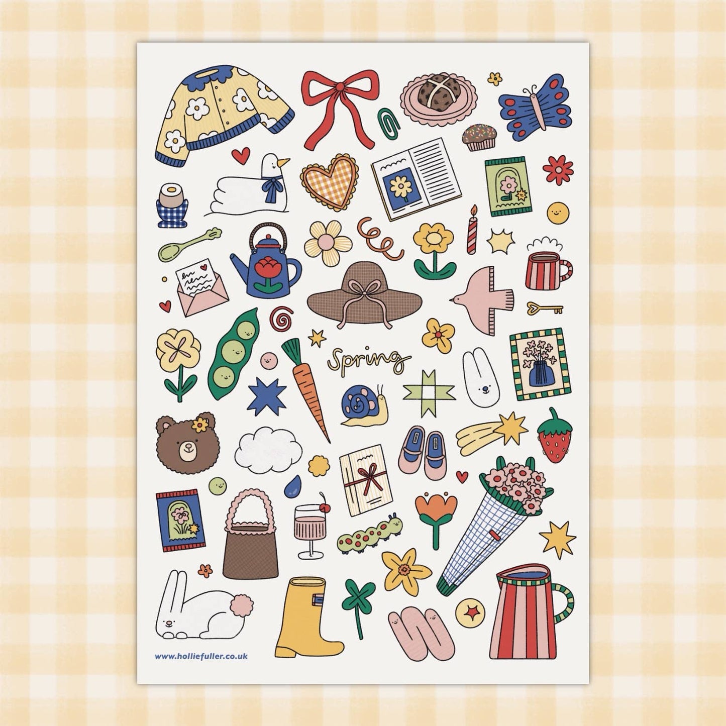Spring Sticker Sheet featuring over 50 individual vinyl stickers by Hollie Fuller