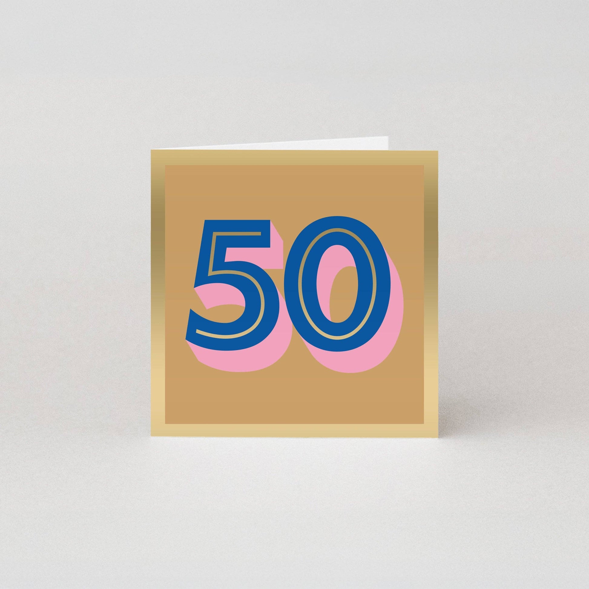 Luxury 50th Birthday Card with Gold Foil and Art Deco Design