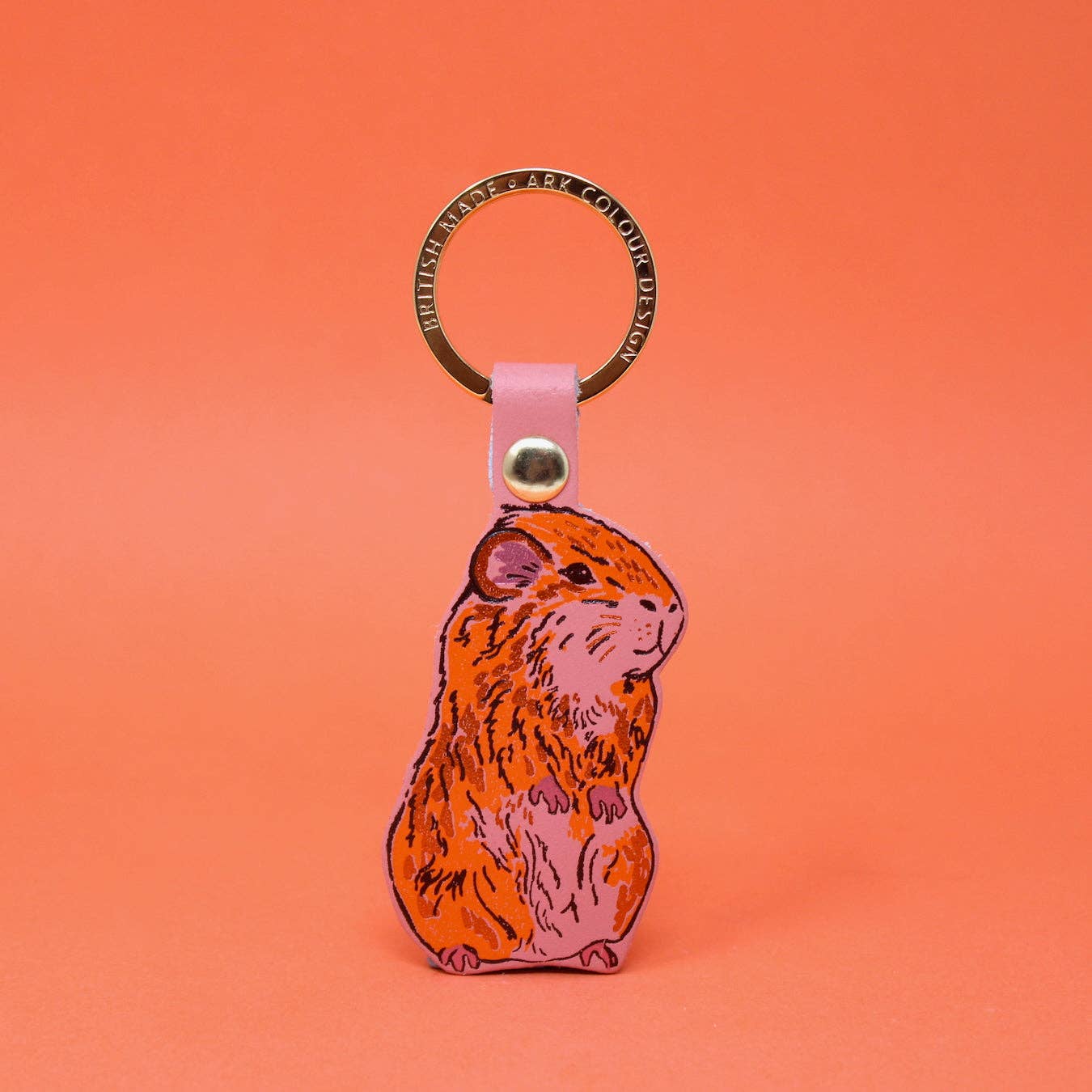 Handcrafted leather Guinea Pig Keyring, British design and quality