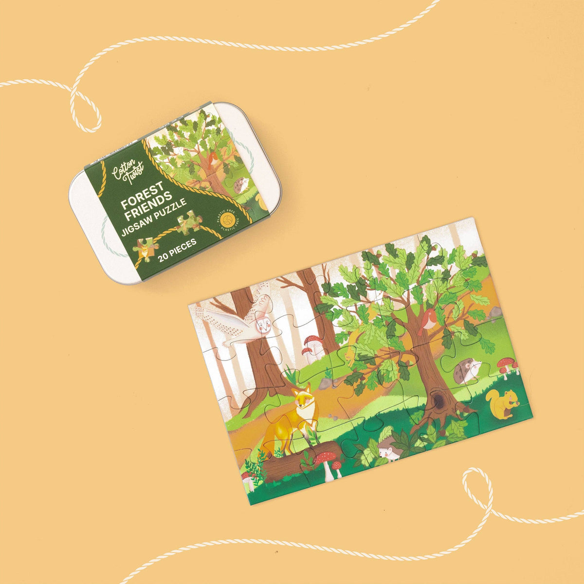 Forest Friends jigsaw puzzle pieces showing fox and owl