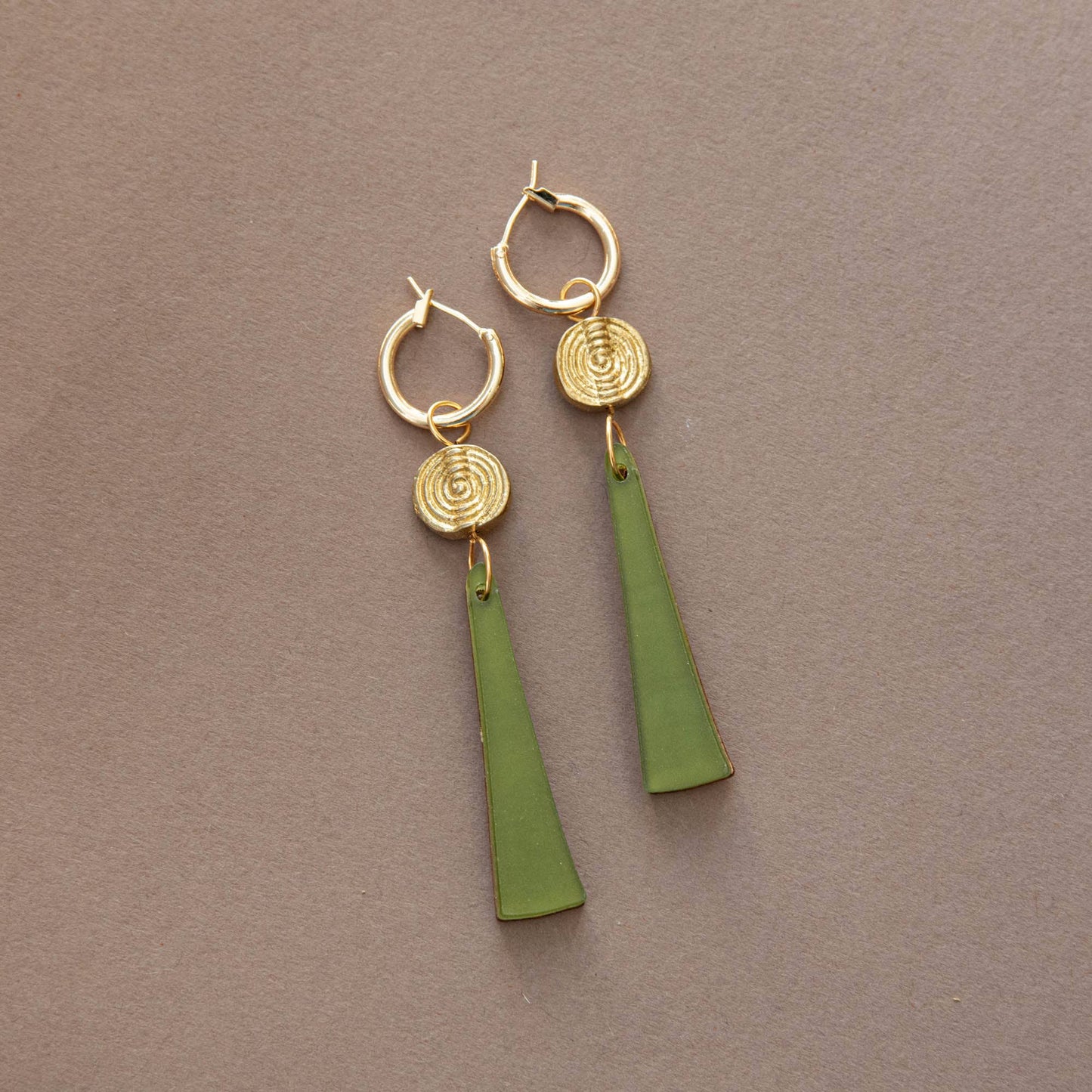 Power Drop Hoop Earrings by Pepper You – Handmade statement earrings in wood, acrylic & recycled brass, colourful sustainable jewellery gift in eco box.
