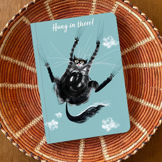Hang in There Black Cat A5 Lined Softcover Notebook