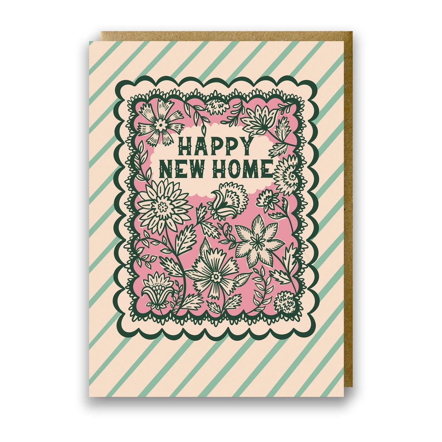 Indian Floral New Home Card with 'Happy New Home' text