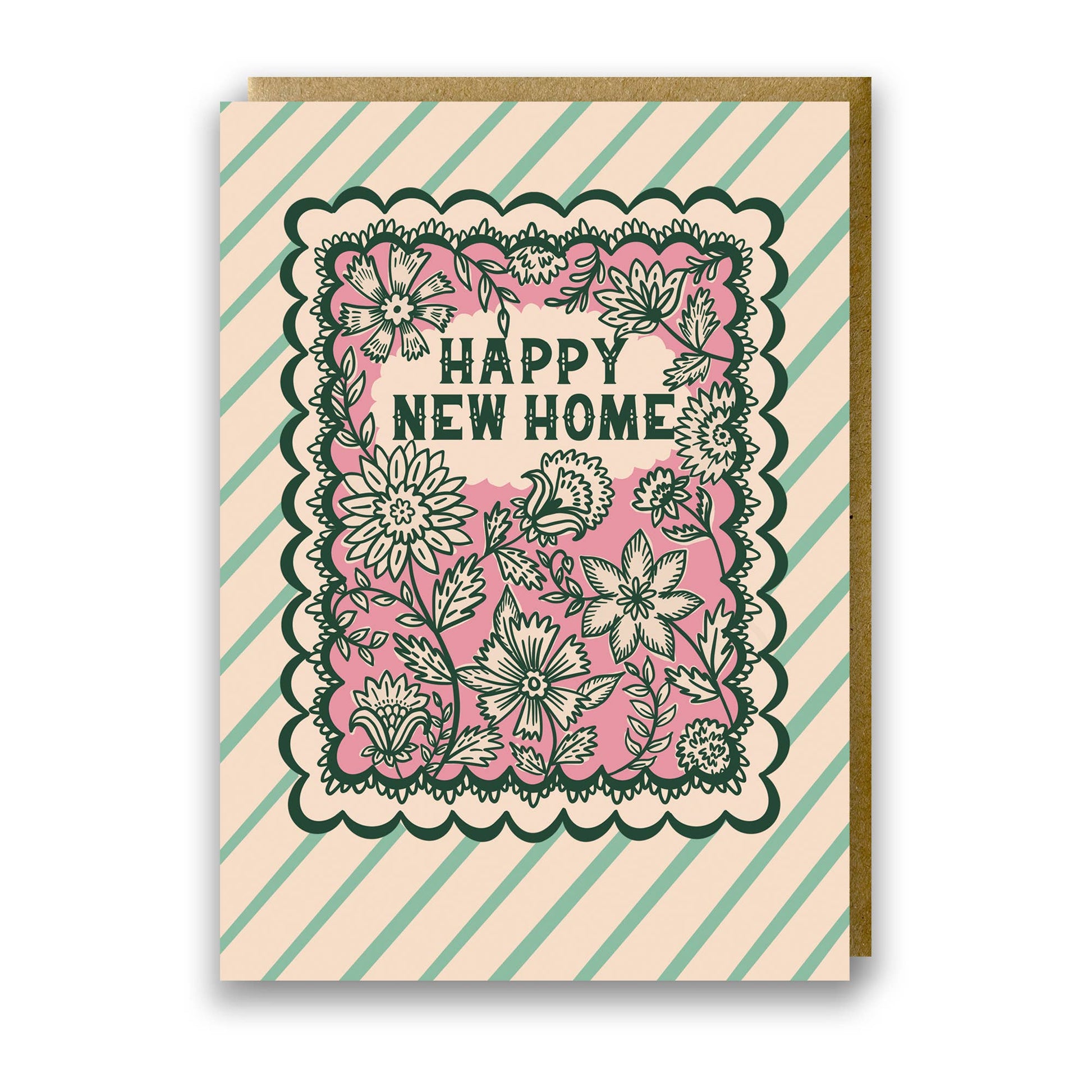 Indian Floral New Home Card with 'Happy New Home' text