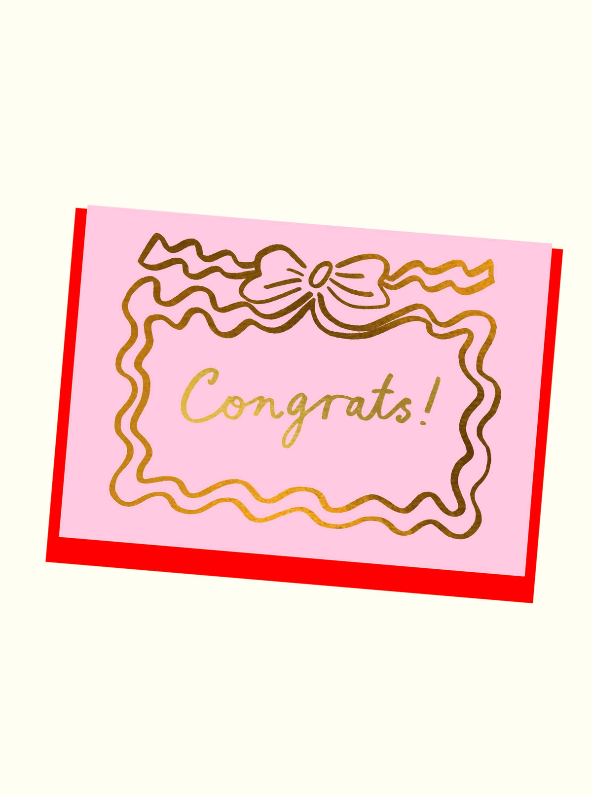 Congrats Wiggle Border Foiled Card in blue showing hand-drawn details
