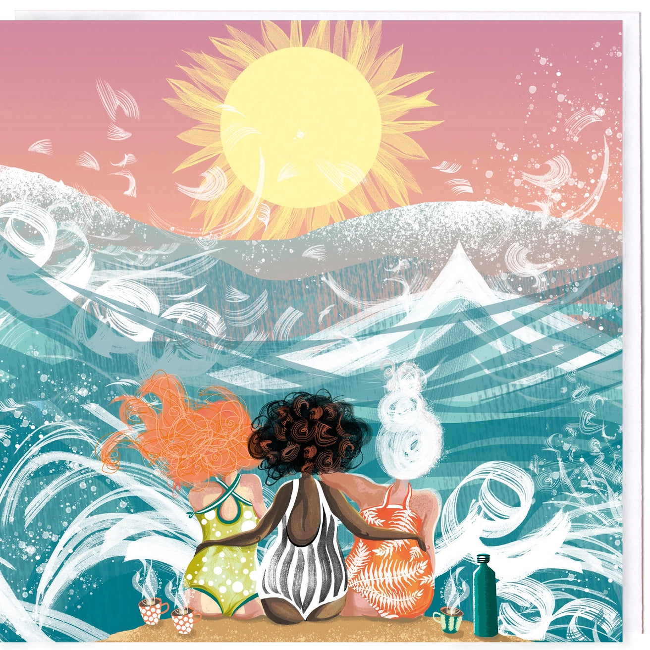 Swim Wild and Free Sea Cuppa Tea illustration greeting card