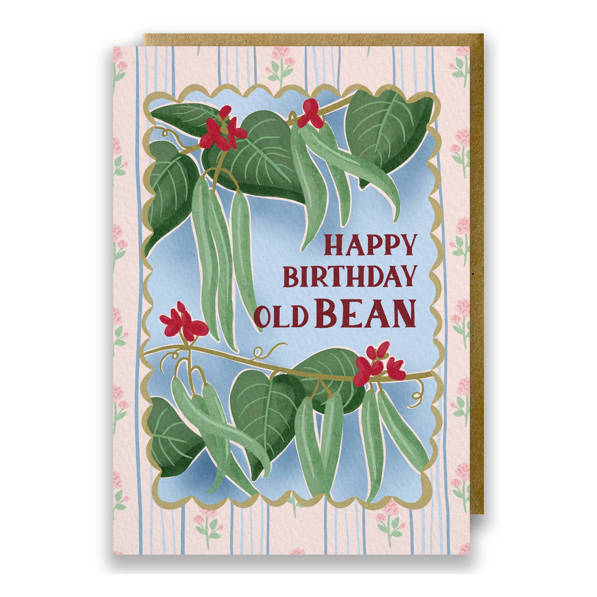Happy Birthday Old Bean runner bean birthday card