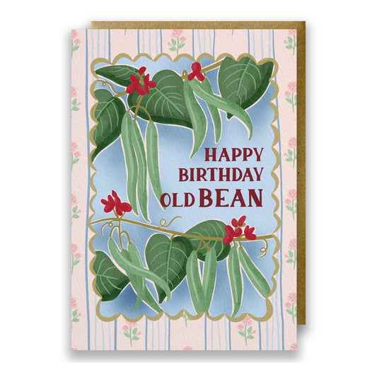 Happy Birthday Old Bean runner bean birthday card