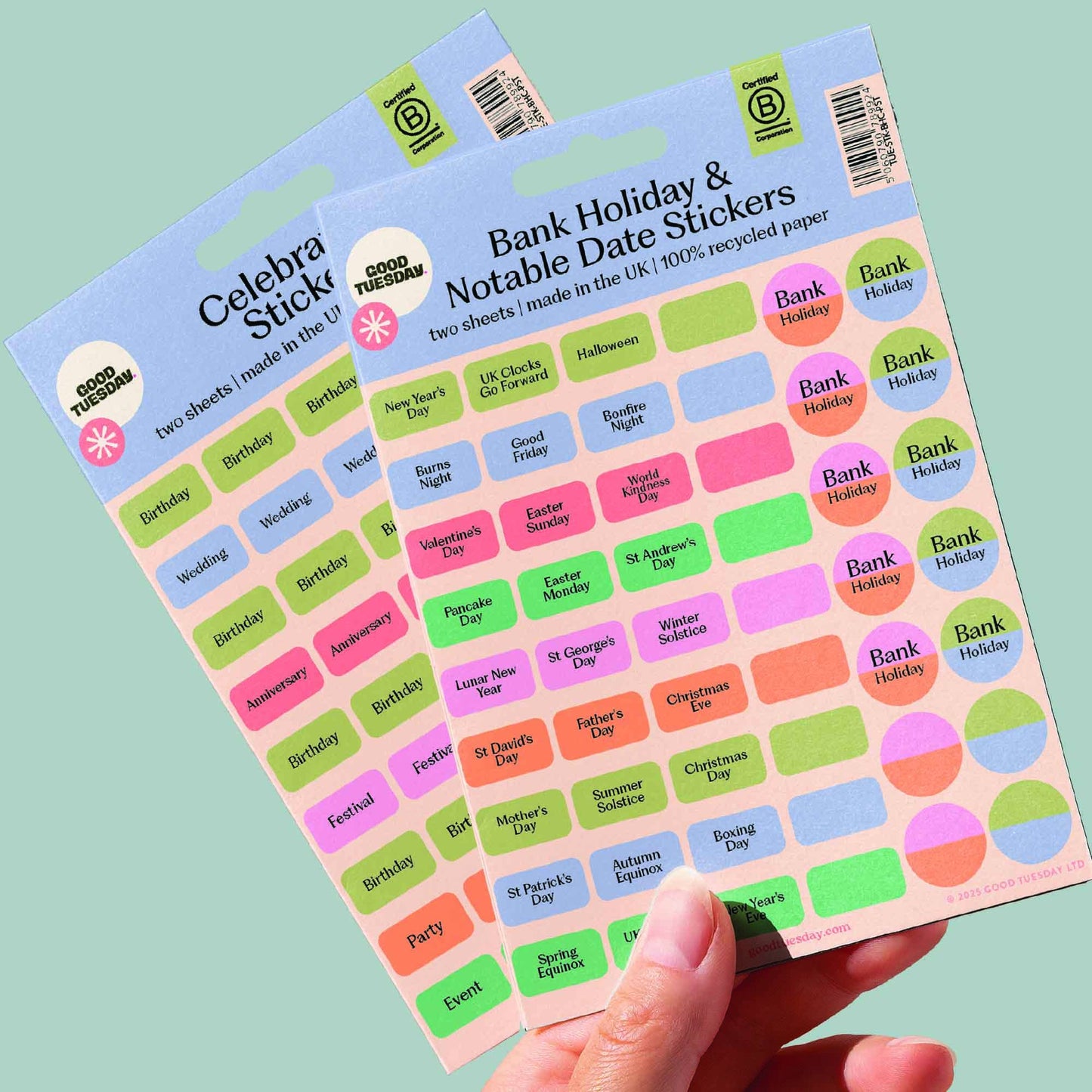 UK made sustainable celebration stickers for bullet journals