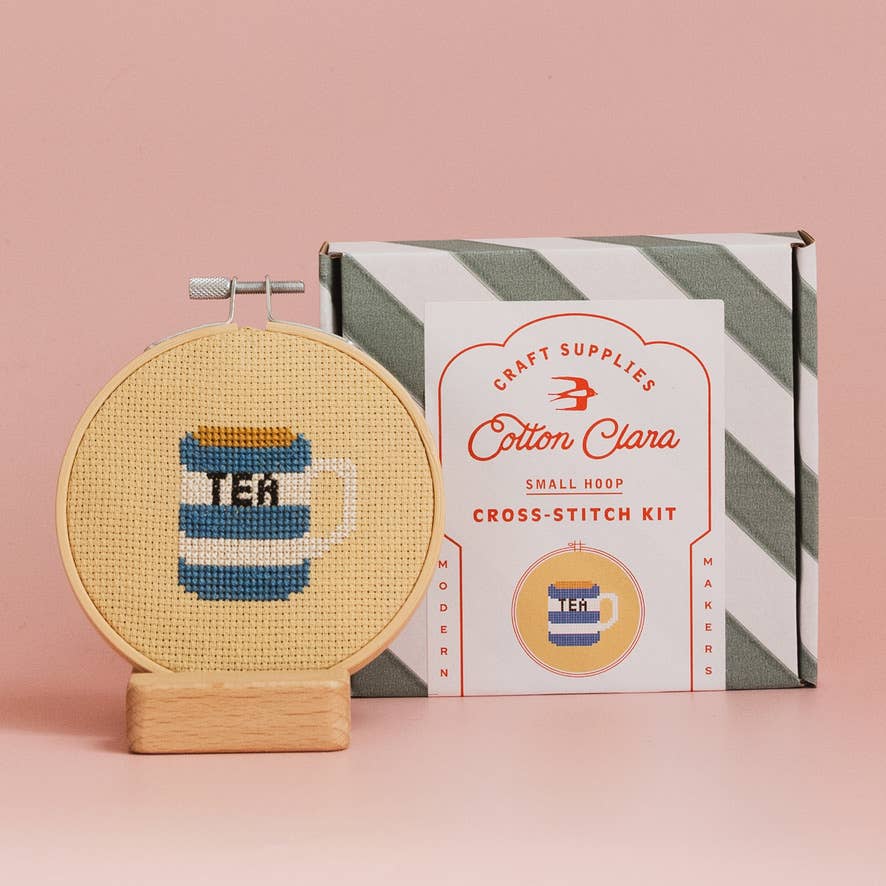 Cup of Tea Mini Cross Stitch Kit | Eco Craft for Beginners