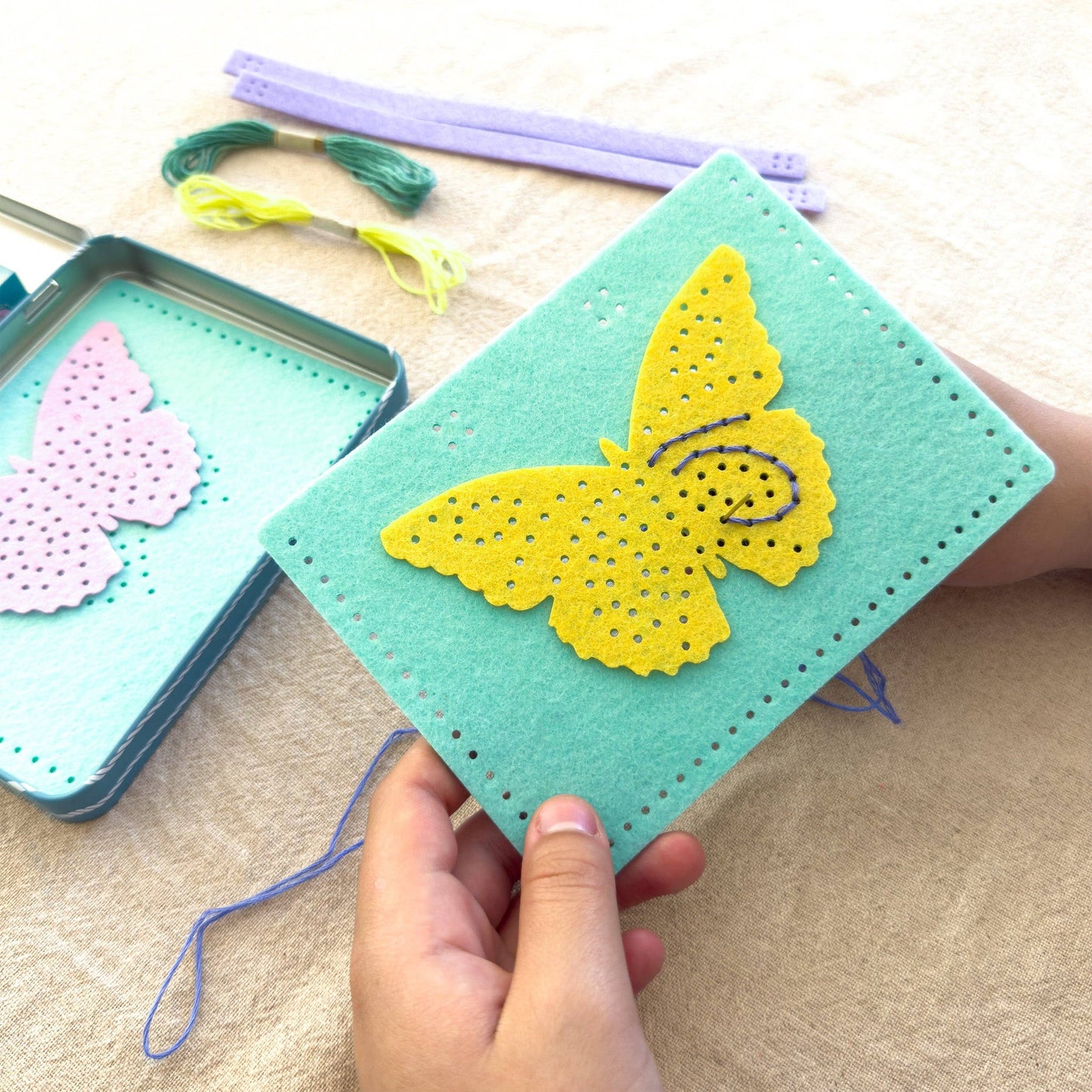 Eco-friendly plastic-free butterfly craft kit packaging