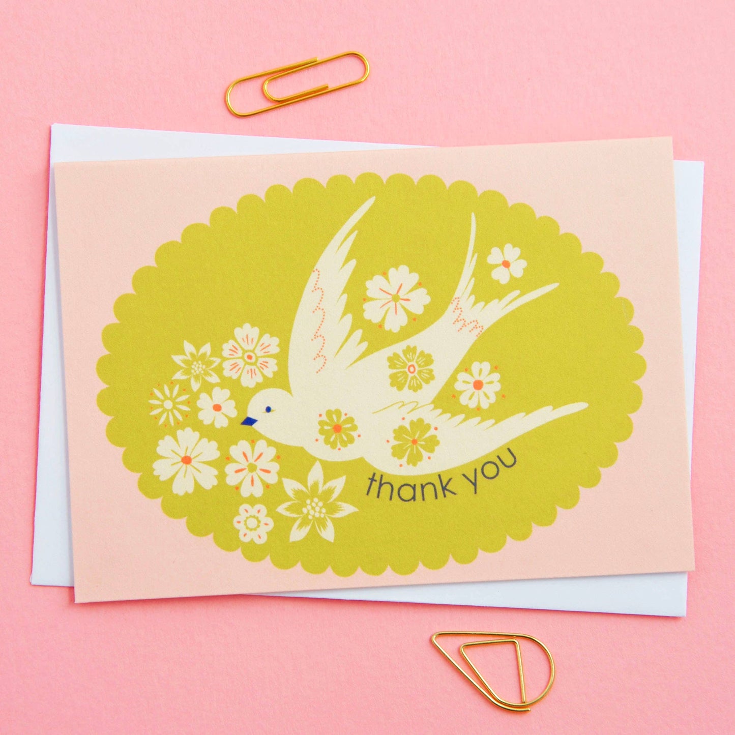 Birds & Borders Thank You Notecard Set, sustainable UK printed stationery