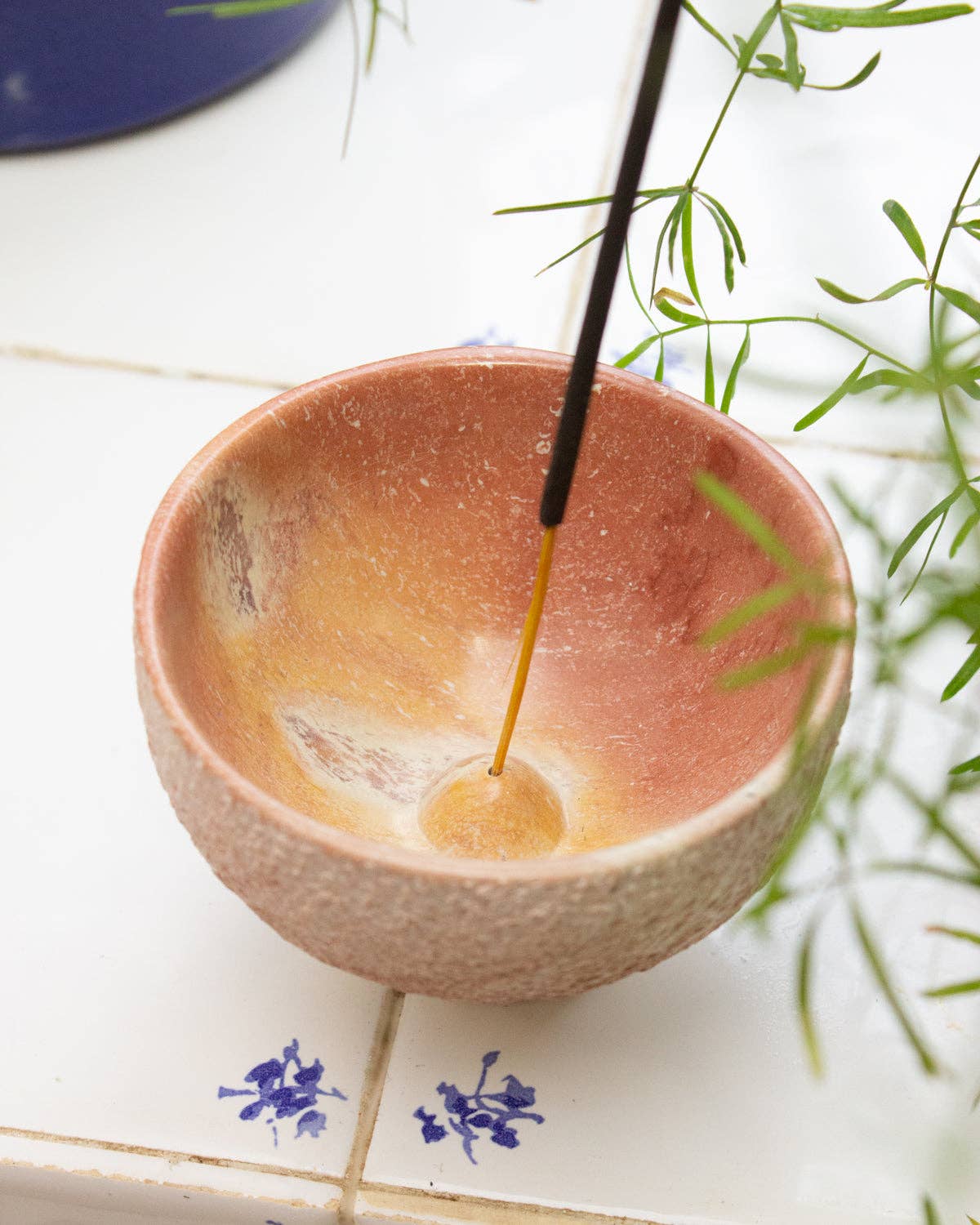 Sustainably sourced pink soapstone incense burner for home wellness