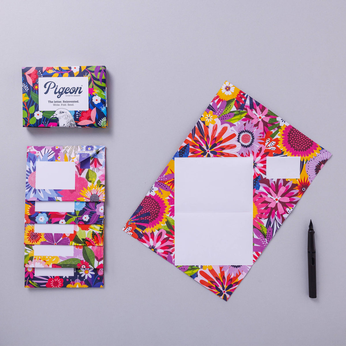 Botanical Pigeon folding letter design detail