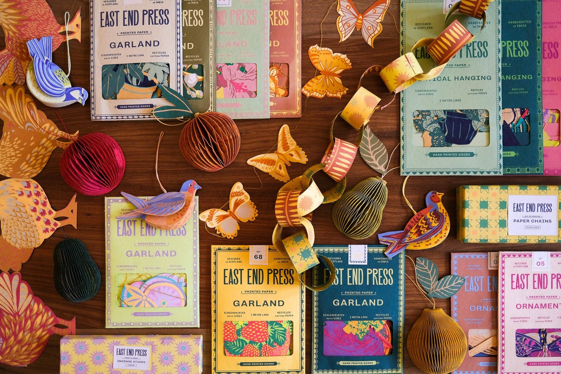 Pear honeycomb ornament delicately hanging from a decorative branch