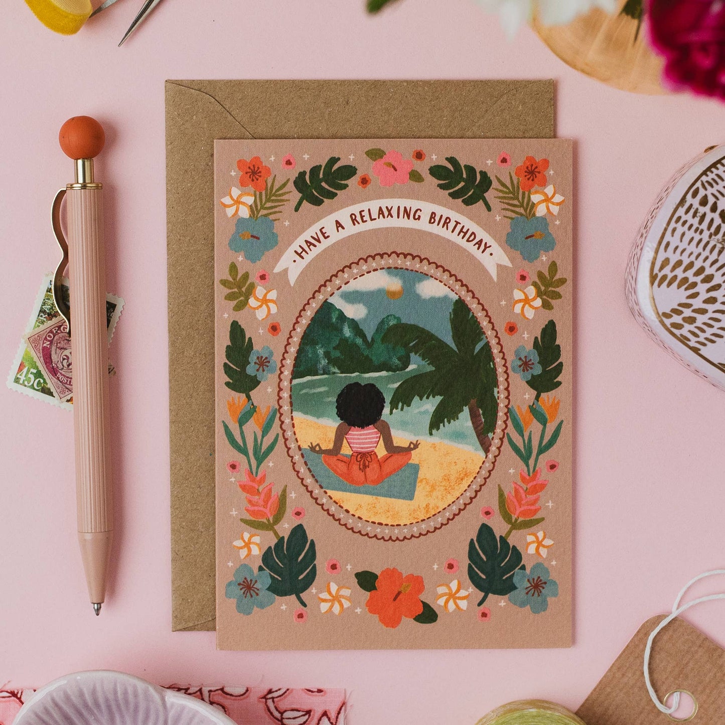 Plastic free greeting card packaging detail