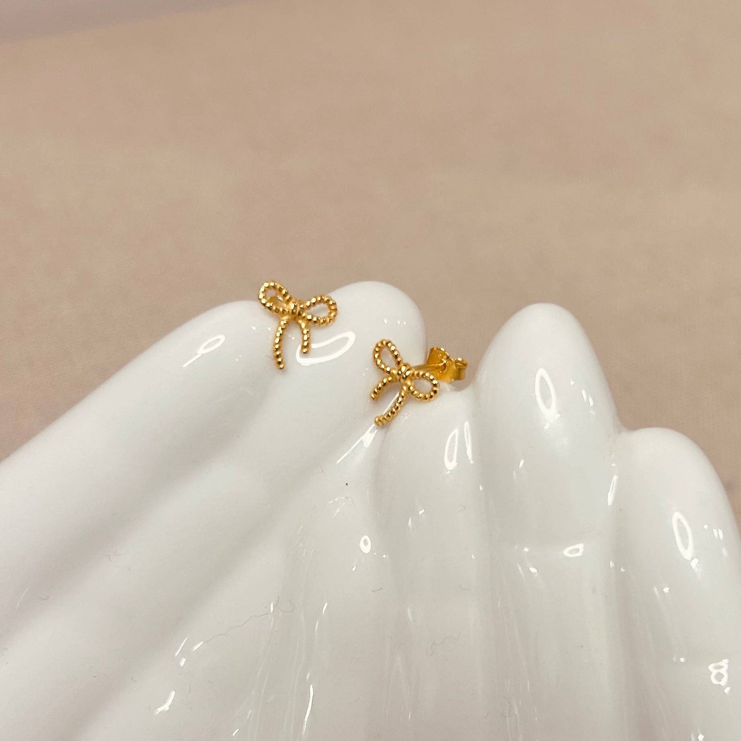 Dainty Ribbon Bow Earrings for Sensitive Ears