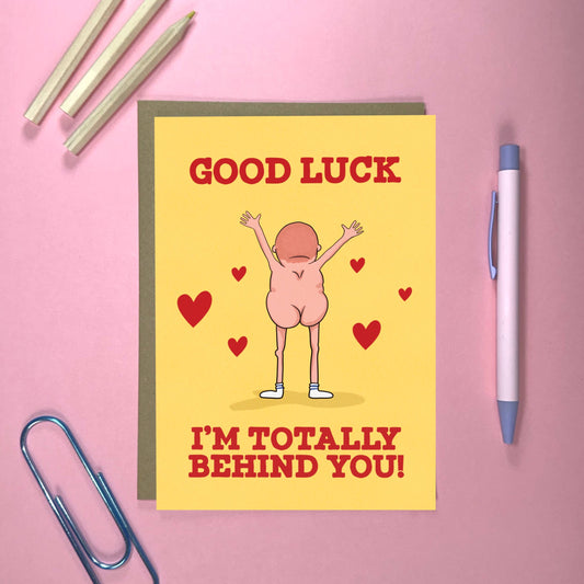Humorous Good Luck Card with Kraft Envelope - Detail