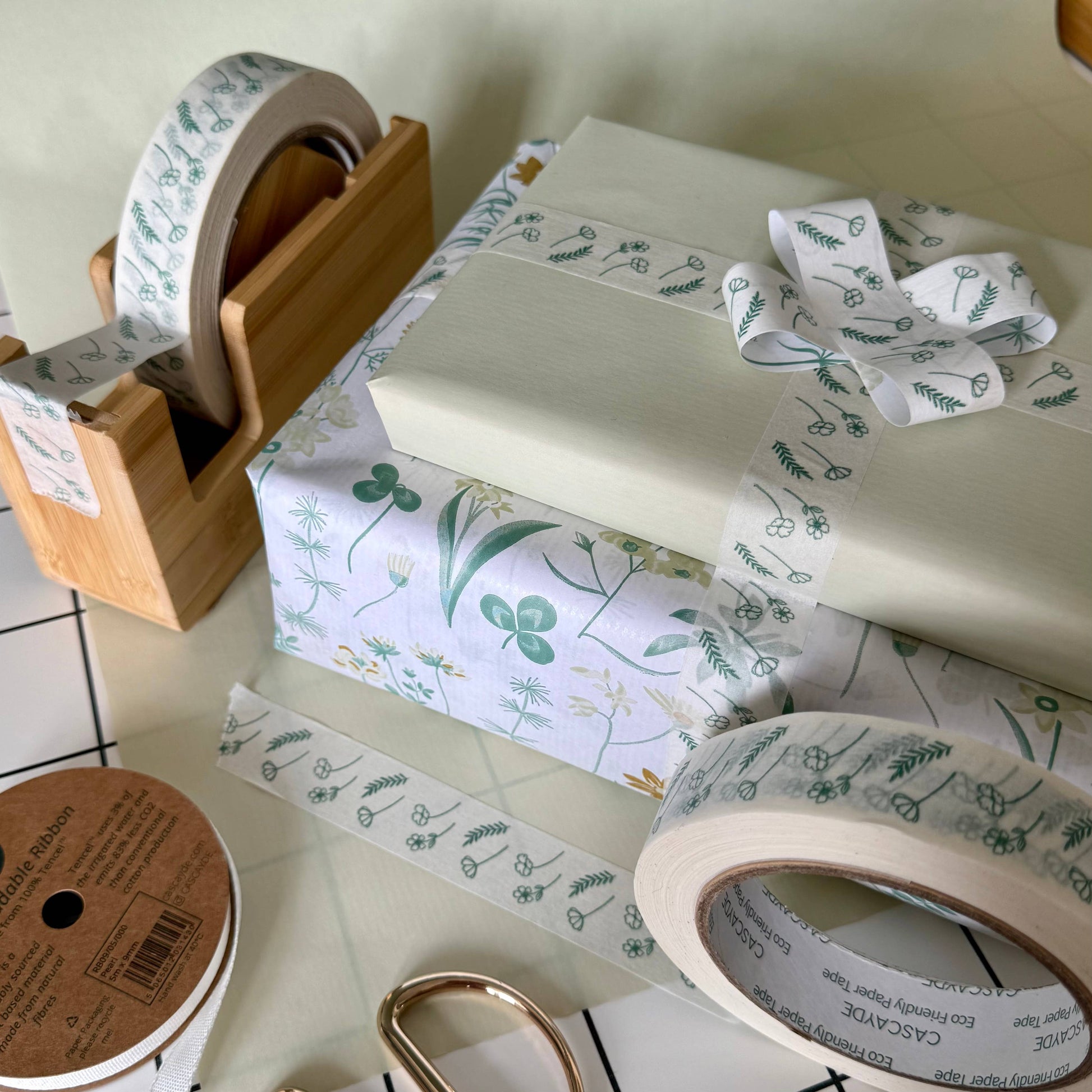 Plastic-free floral paper tape made in the UK
