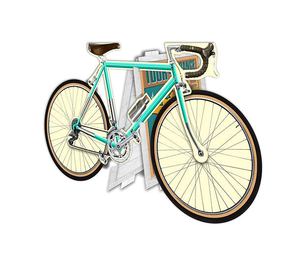 3D cutout cycle greeting card standing upright